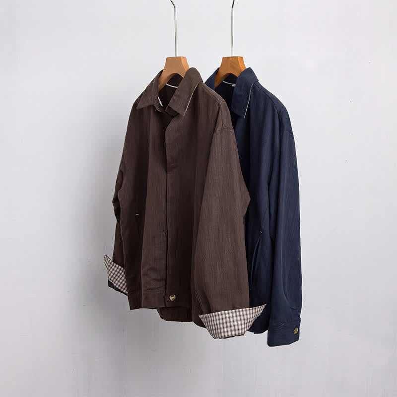 Buddha Stones Chaqueta de lino lisa para hombre, estilo vintage, con botones y bolsillos, ideal para otoño. - image 16