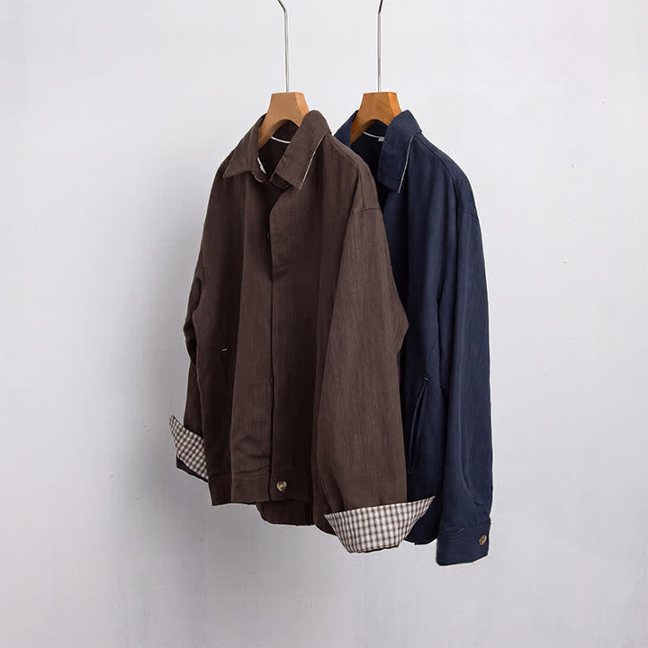 Buddha Stones Chaqueta de lino lisa para hombre, estilo vintage, con botones y bolsillos, ideal para otoño. - image 16