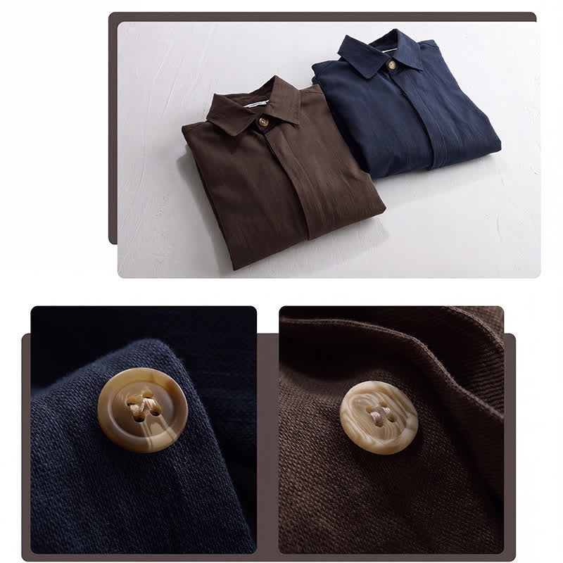 Buddha Stones Chaqueta de lino lisa para hombre, estilo vintage, con botones y bolsillos, ideal para otoño. - image 20