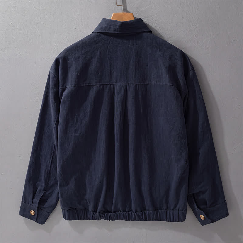 Buddha Stones Chaqueta de lino lisa para hombre, estilo vintage, con botones y bolsillos, ideal para otoño. - image 10