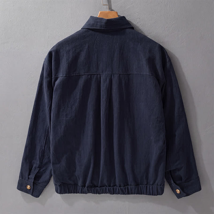 Buddha Stones Chaqueta de lino lisa para hombre, estilo vintage, con botones y bolsillos, ideal para otoño. - image 10