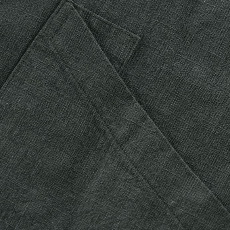 Buddha Stones Chaqueta informal minimalista de ramio liso para hombre, con botones y bolsillos, ideal para otoño. - image 5