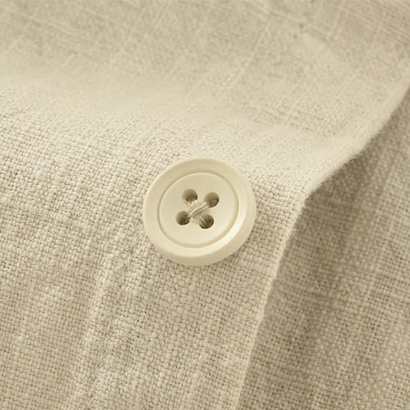Buddha Stones Chaqueta informal minimalista de ramio liso para hombre, con botones y bolsillos, ideal para otoño. - image 16