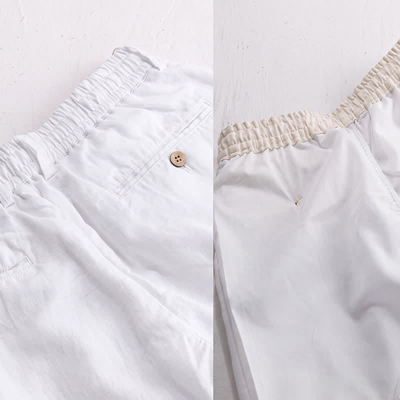 Buddha Stones Pantalones largos de lino liso para hombre, estilo casual de primavera-verano, con cordón ajustable y cremallera, pierna recta y bolsillos. - image 19