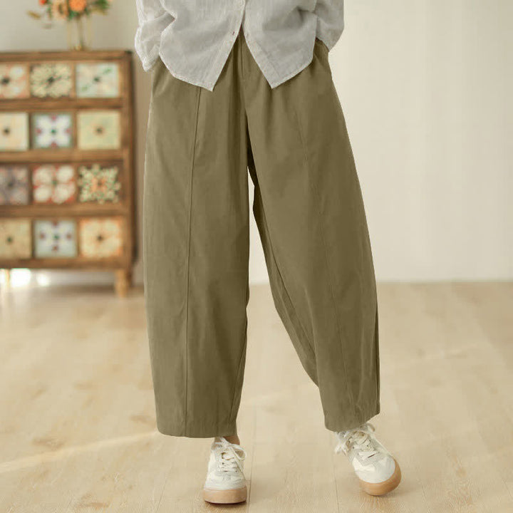 Pantalones harem para mujer hasta el tobillo con diseño de líneas sencillas y Buddha Stones, con bolsillos. - Caqui oscuro - US8-10，UK/AU12-14，EU40-42 (2XL) - image 9