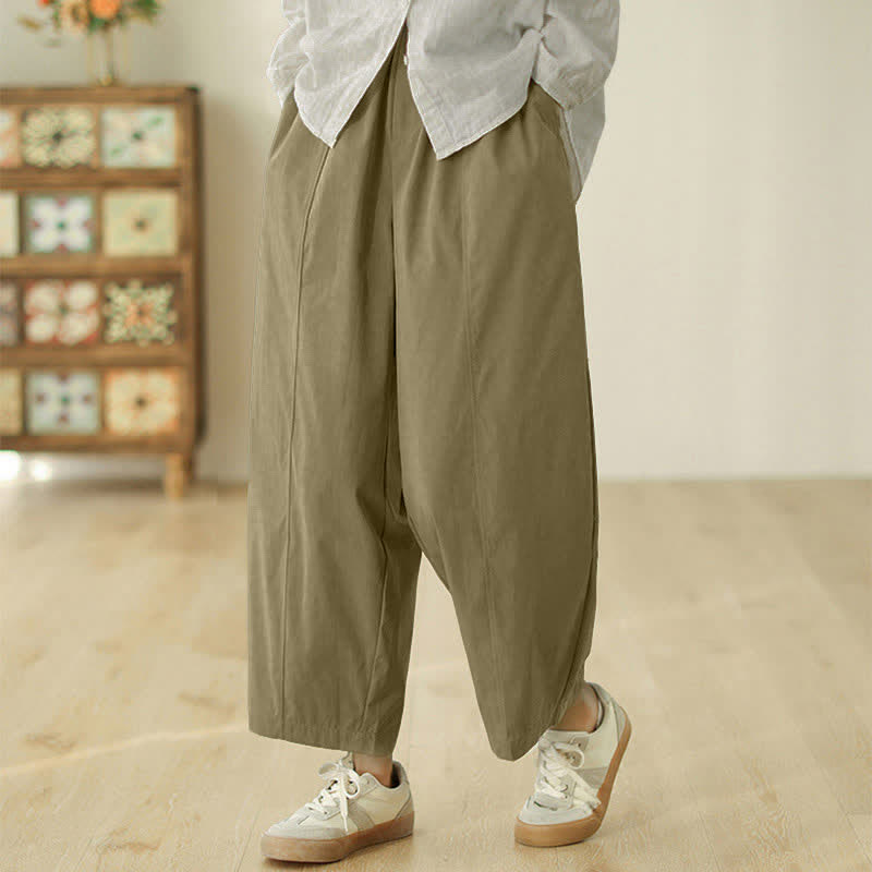 Pantalones harem para mujer hasta el tobillo con diseño de líneas sencillas y Buddha Stones, con bolsillos. - image 11