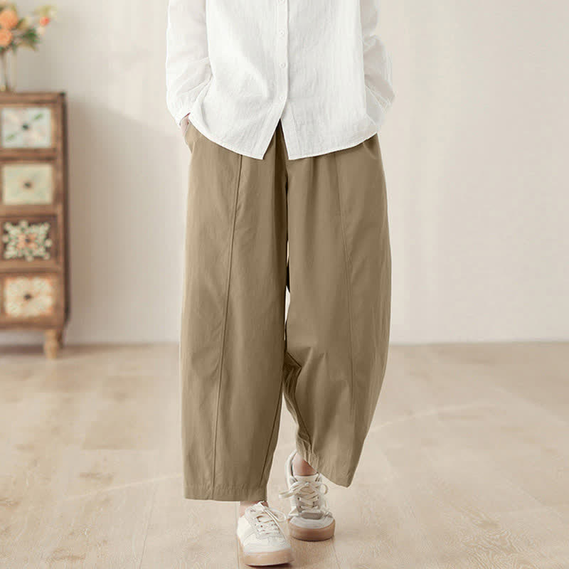 Pantalones harem para mujer hasta el tobillo con diseño de líneas sencillas y Buddha Stones, con bolsillos. - image 6