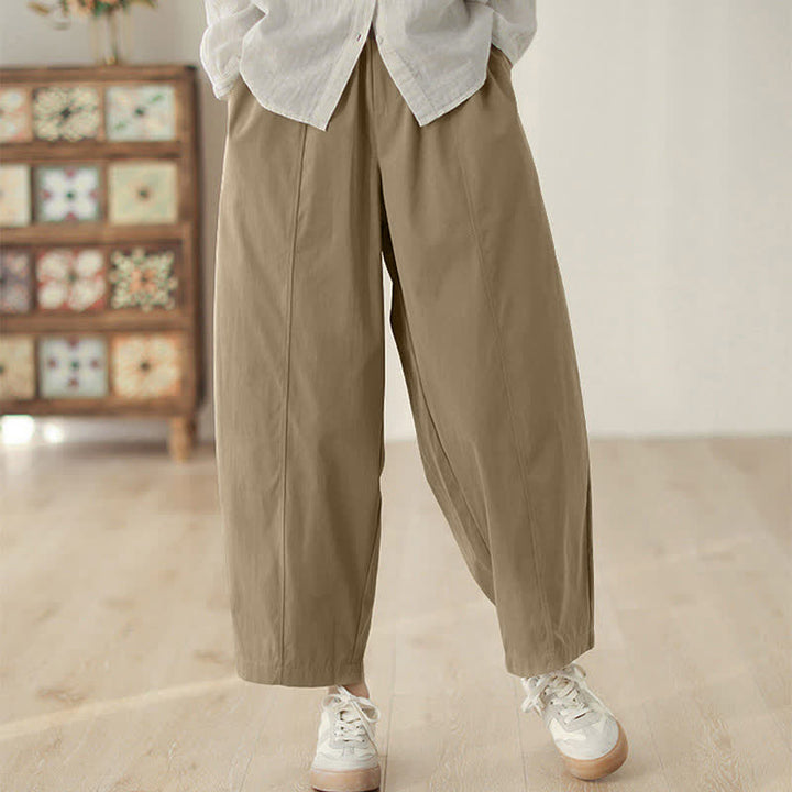 Pantalones harem para mujer hasta el tobillo con diseño de líneas sencillas y Buddha Stones, con bolsillos. - Broncearse - US8-10，UK/AU12-14，EU40-42 (2XL) - image 5
