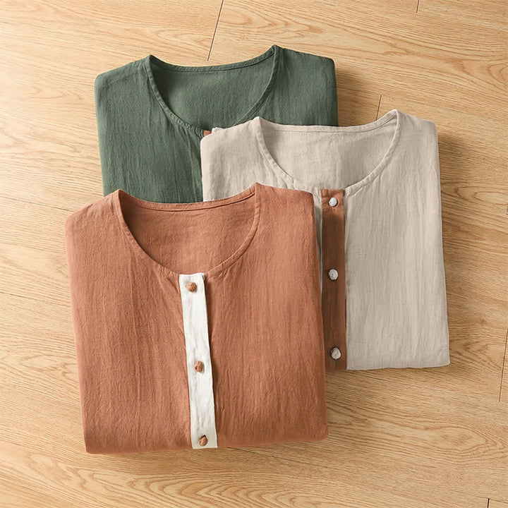Buddha Stones Camisas de manga corta para mujer, estilo casual de verano, con bolsillo de parche y botones. - image 23