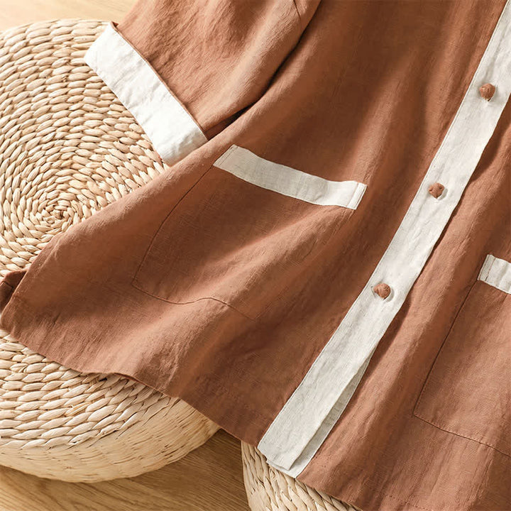 Buddha Stones Camisas de manga corta para mujer, estilo casual de verano, con bolsillo de parche y botones. - image 13
