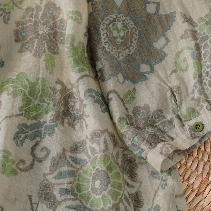 Buddha Stones Camisas de manga larga para mujer, estilo casual vintage, con botones y estampado floral, ideales para primavera y verano. - image 8