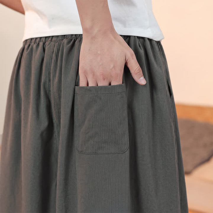 Buddha Stones Pantalones capri lisos informales de primavera/verano con cordón ajustable para hombre, estilo harem, con bolsillo. - image 11