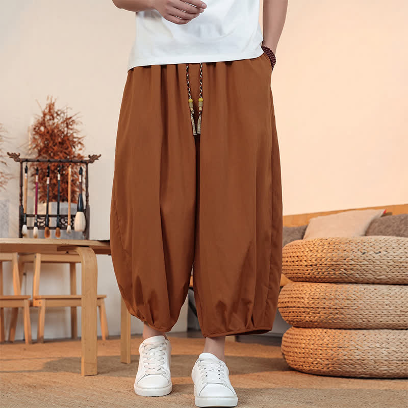 Buddha Stones Pantalones capri lisos informales de primavera/verano con cordón ajustable para hombre, estilo harem, con bolsillo. - Perú - US/UK/AU46, EU56 (5XL) - image 20