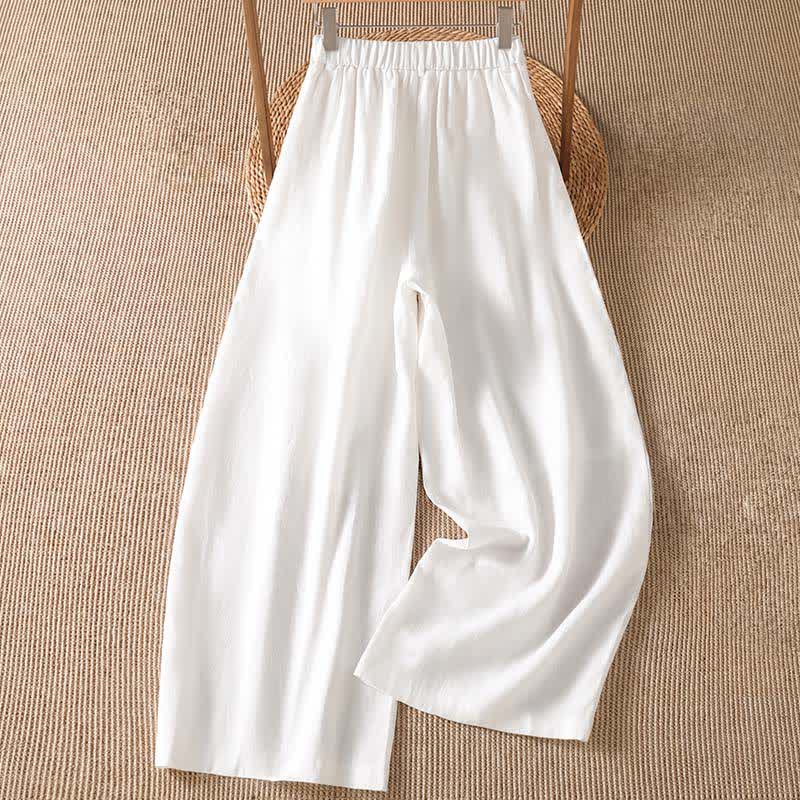 Buddha Stones Pantalones tobilleros informales de primavera/verano con cremallera, diseño liso, para mujer, pierna ancha, con bolsillo. - image 11