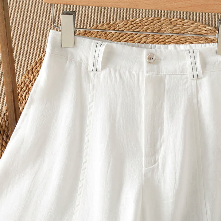 Buddha Stones Pantalones tobilleros informales de primavera/verano con cremallera, diseño liso, para mujer, pierna ancha, con bolsillo. - image 12