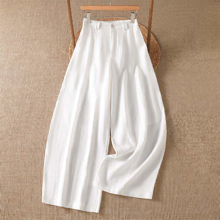 Buddha Stones Pantalones tobilleros informales de primavera/verano con cremallera, diseño liso, para mujer, pierna ancha, con bolsillo. - Blanco - US8-10, UK/AU12-14, EU40-42 (2XL) - image 10