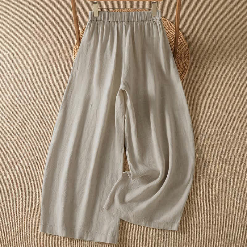 Buddha Stones Pantalones tobilleros informales de primavera/verano con cremallera, diseño liso, para mujer, pierna ancha, con bolsillo. - image 1