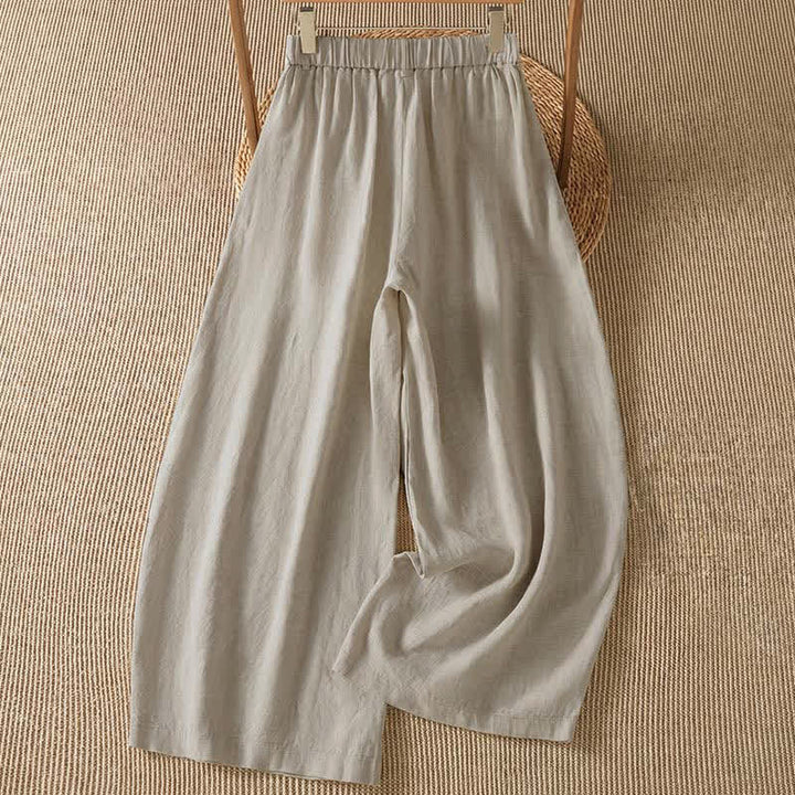 Buddha Stones Pantalones tobilleros informales de primavera/verano con cremallera, diseño liso, para mujer, pierna ancha, con bolsillo. - image 1