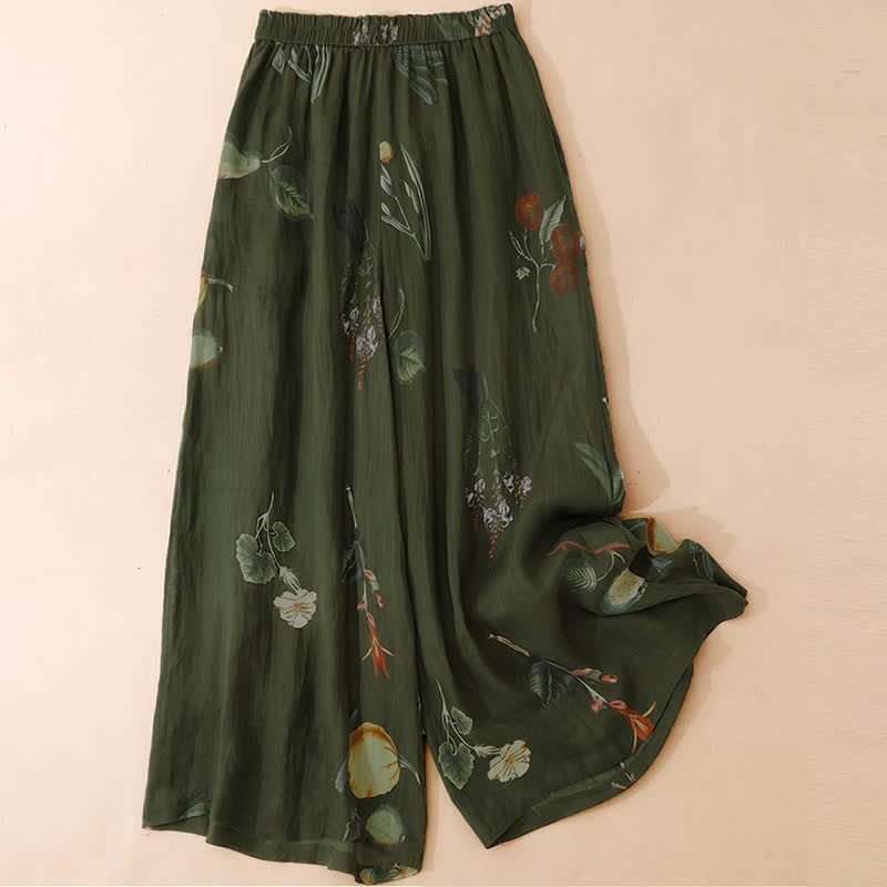 Buddha Stones Pantalones tobilleros bohemios florales para mujer, ideales para primavera y verano. Pantalones de pierna ancha con bolsillos. - image 7