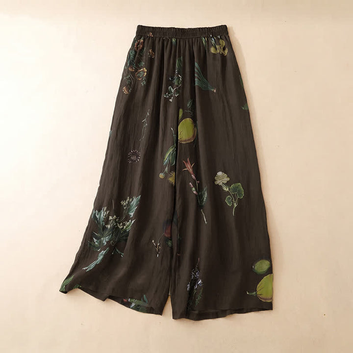 Buddha Stones Pantalones tobilleros bohemios florales para mujer, ideales para primavera y verano. Pantalones de pierna ancha con bolsillos. - Marrón silla de montar - US12, UK/AU16, EU44 (2XL) - image 15