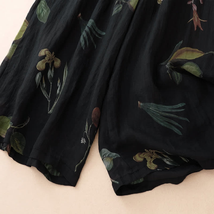Buddha Stones Pantalones tobilleros bohemios florales para mujer, ideales para primavera y verano. Pantalones de pierna ancha con bolsillos. - image 4