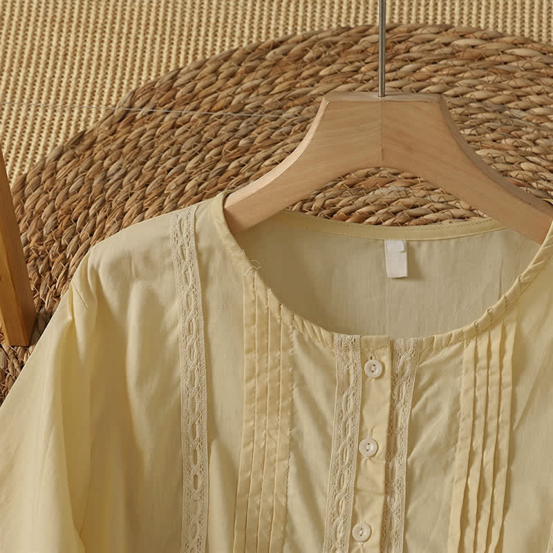 Buddha Stones Conjunto de 2 piezas de vestido de verano informal bohemio liso con cuello redondo y manga hasta el codo para mujer con bolsillo. - image 3
