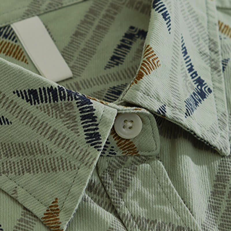 Buddha Stones Camisas de manga larga para hombre de algodón con estampado geométrico, estilo bohemio informal, con botones y bolsillo, ideales para primavera y otoño. - image 8
