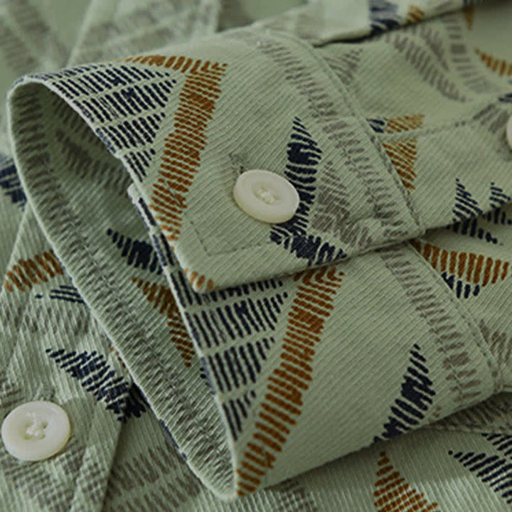Buddha Stones Camisas de manga larga para hombre de algodón con estampado geométrico, estilo bohemio informal, con botones y bolsillo, ideales para primavera y otoño. - image 12