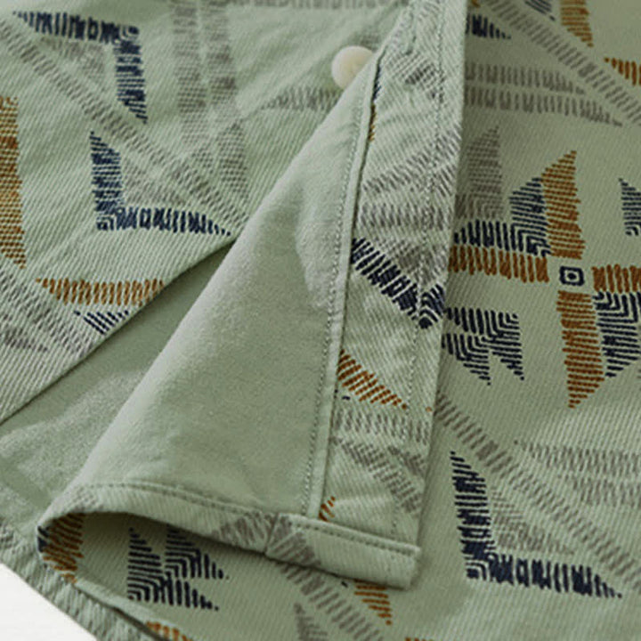 Buddha Stones Camisas de manga larga para hombre de algodón con estampado geométrico, estilo bohemio informal, con botones y bolsillo, ideales para primavera y otoño. - image 11