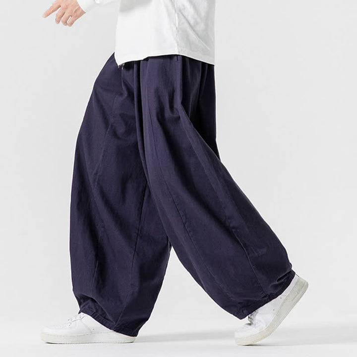 Buddha Stones Pantalones largos de algodón liso, sencillos, con cordón ajustable, estilo casual de otoño, para hombre, de pierna recta y con bolsillos. - image 27