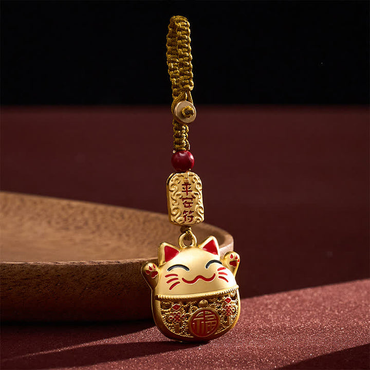 Buddha Stones Llaveros trenzados de cobre grabados con el personaje Fu y el gato de la suerte. - image 10