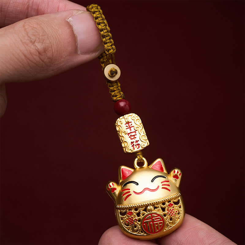 Buddha Stones Llaveros trenzados de cobre grabados con el personaje Fu y el gato de la suerte. - image 14