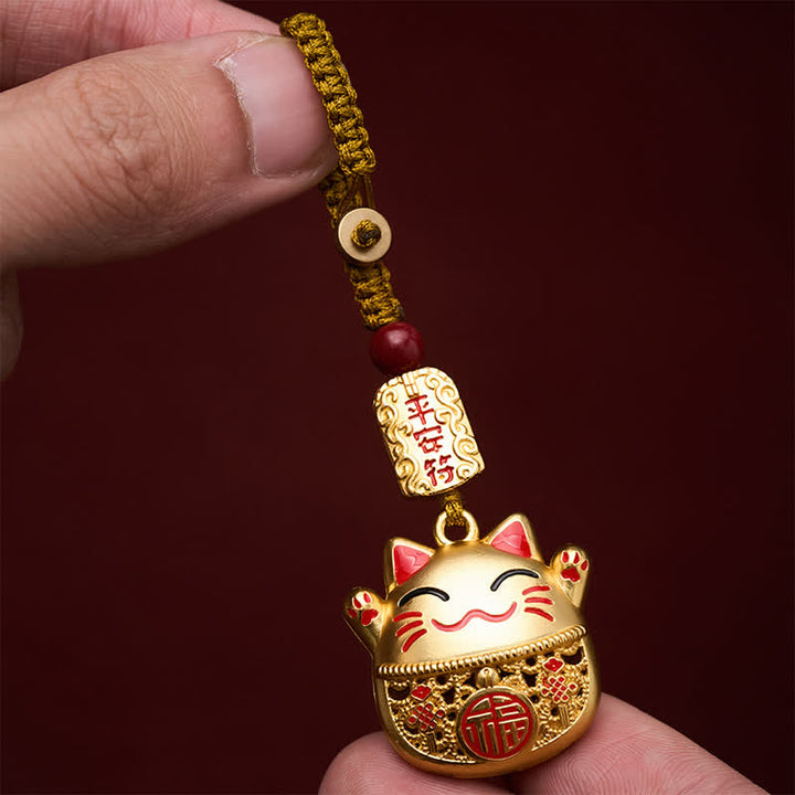 Buddha Stones Llaveros trenzados de cobre grabados con el personaje Fu y el gato de la suerte. - image 14