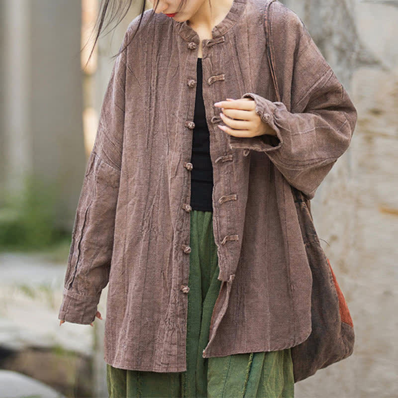 Chaqueta con frente abierto de meditación Zen de manga larga con botón de rana y teñido anudado de Buddha Stones - Rojo violeta pálido (solo la parte superior): US4-14, UK/AU8-18, EU36-46 (F) - image 21