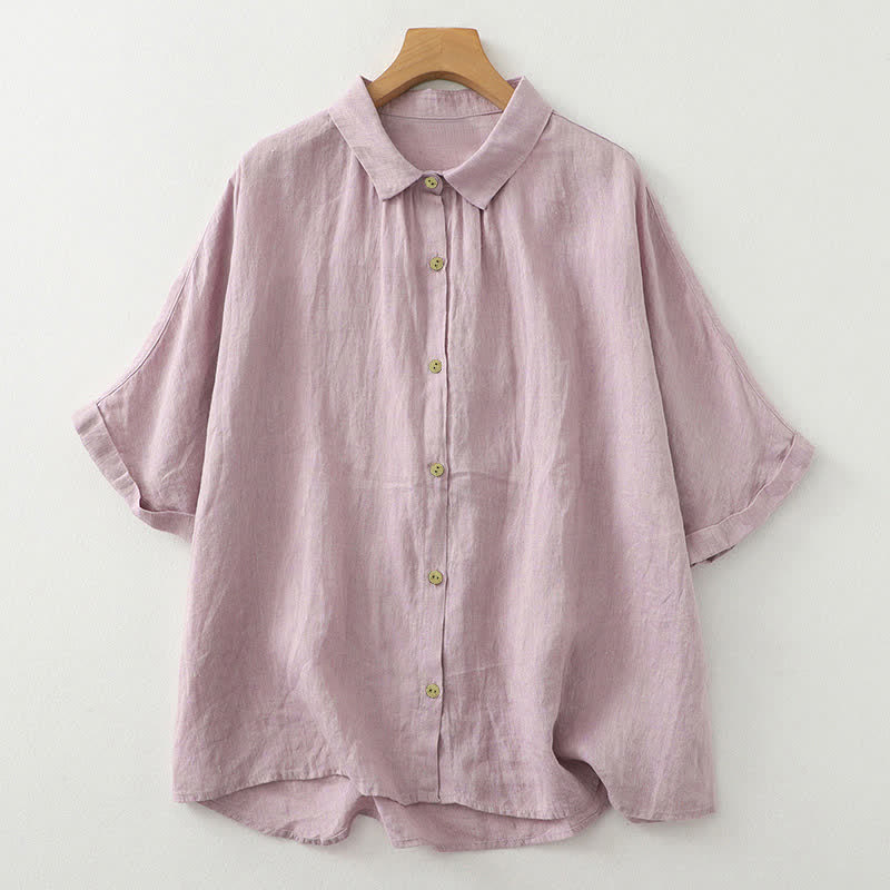 Camisa de manga corta para mujer con botones y estampado de Buddha Stones. - Cardo - US12, UK/AU16, EU44 (2XL) - image 1