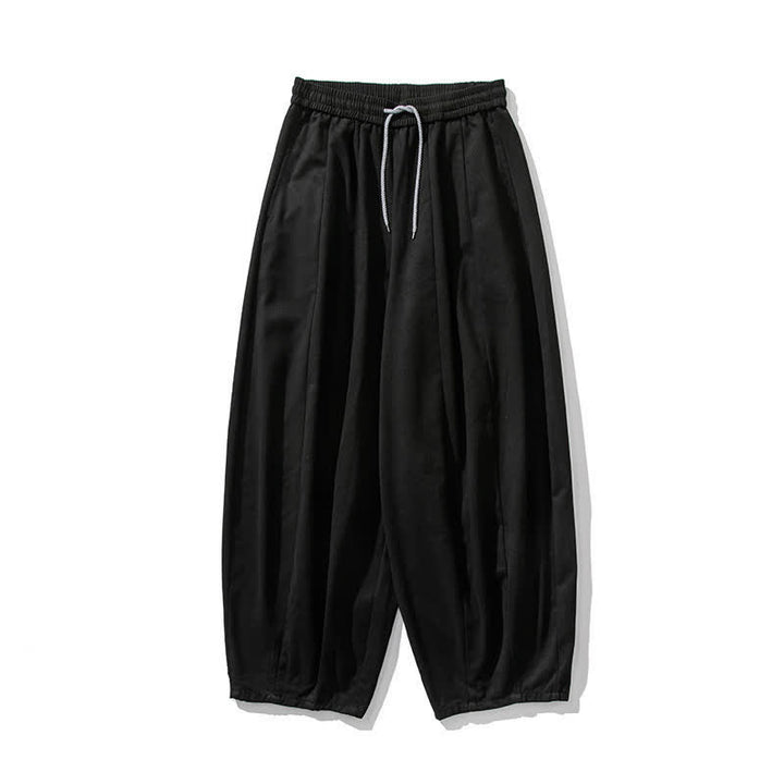 Buddha Stones Pantalones largos de algodón liso, sencillos, con cordón ajustable, estilo casual de otoño, para hombre, de pierna recta y con bolsillos. - image 17