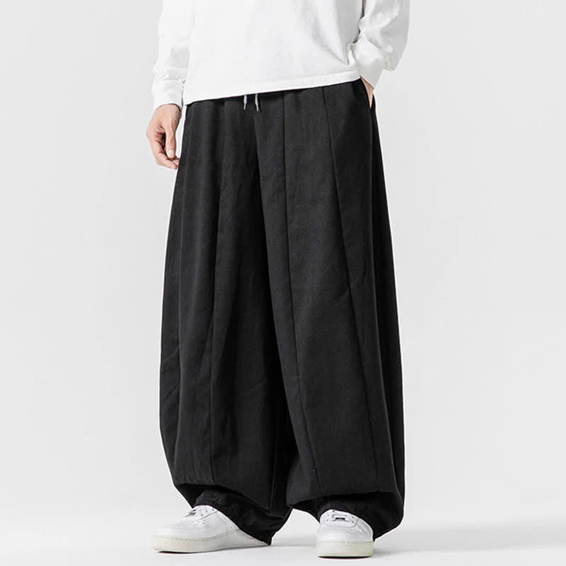 Buddha Stones Pantalones largos de algodón liso, sencillos, con cordón ajustable, estilo casual de otoño, para hombre, de pierna recta y con bolsillos. - image 11