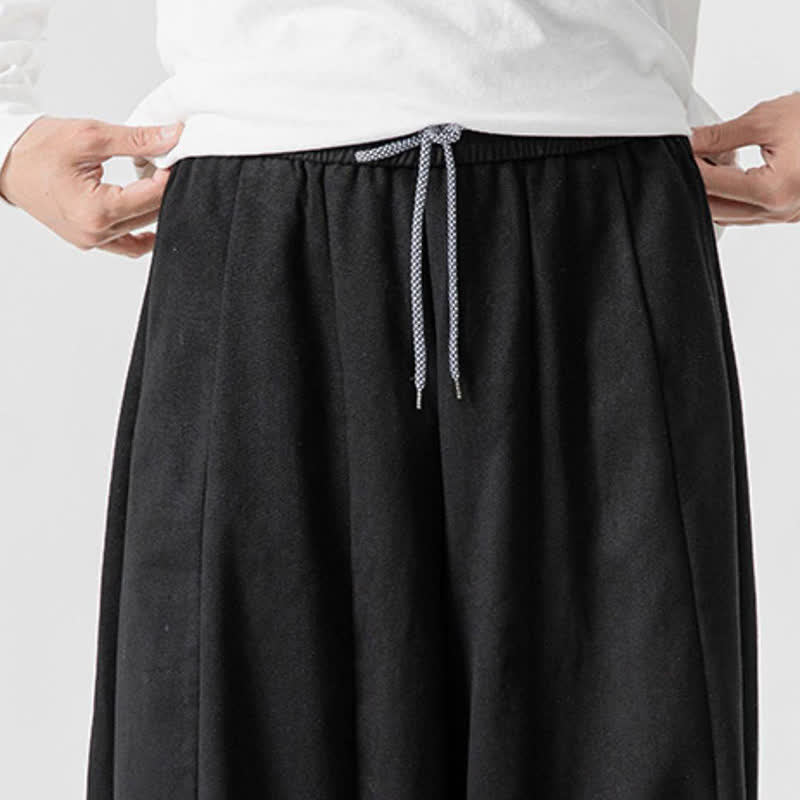 Buddha Stones Pantalones largos de algodón liso, sencillos, con cordón ajustable, estilo casual de otoño, para hombre, de pierna recta y con bolsillos. - image 14