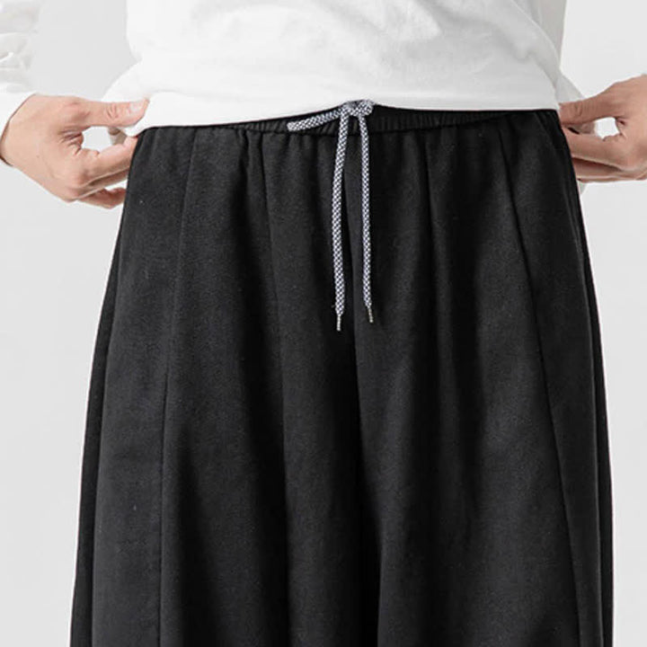 Buddha Stones Pantalones largos de algodón liso, sencillos, con cordón ajustable, estilo casual de otoño, para hombre, de pierna recta y con bolsillos. - image 14