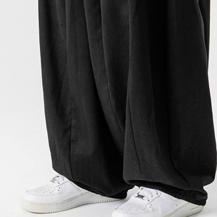 Buddha Stones Pantalones largos de algodón liso, sencillos, con cordón ajustable, estilo casual de otoño, para hombre, de pierna recta y con bolsillos. - image 16
