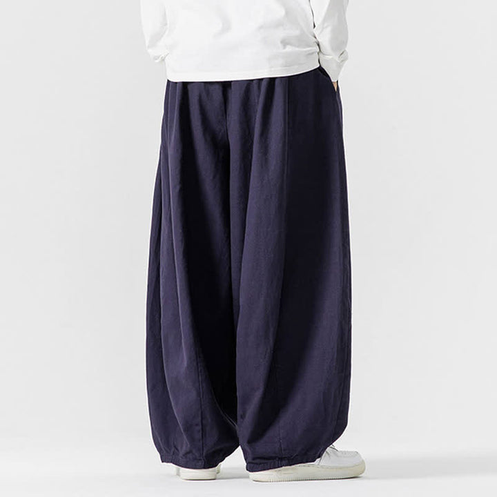 Buddha Stones Pantalones largos de algodón liso, sencillos, con cordón ajustable, estilo casual de otoño, para hombre, de pierna recta y con bolsillos. - image 30