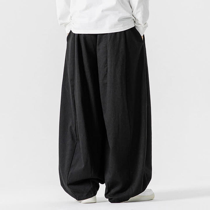 Buddha Stones Pantalones largos de algodón liso, sencillos, con cordón ajustable, estilo casual de otoño, para hombre, de pierna recta y con bolsillos. - image 10