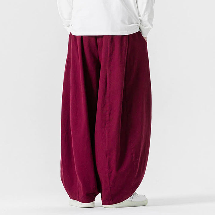 Buddha Stones Pantalones largos de algodón liso, sencillos, con cordón ajustable, estilo casual de otoño, para hombre, de pierna recta y con bolsillos. - image 45