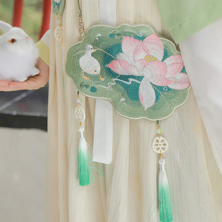 Buddha Stones suerte bordado loto Koi pez conejo flor Hanfu bolso bandolera bolso de hombro