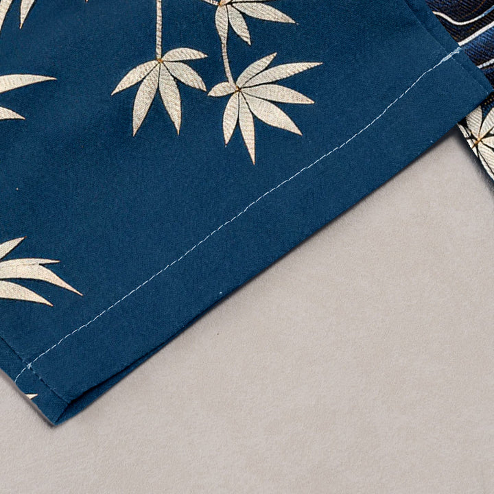 Buddha Stones Pantalones de mujer de algodón puro con elegante estampado de grullas y bambú, cintura elástica y bolsillos. - image 1