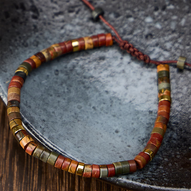 Buddha Stones Pulsera de hilo energético con pequeñas cuentas de jaspe Picasso - image 2