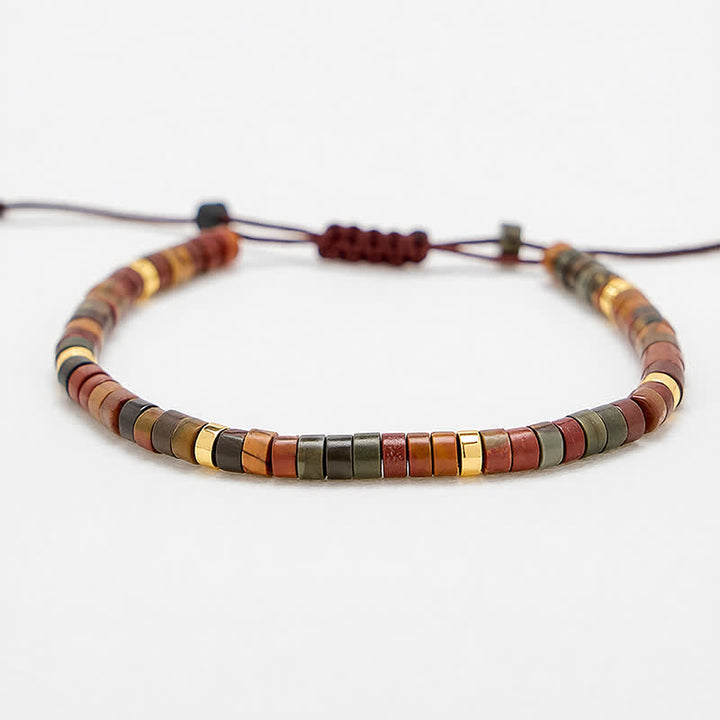 Buddha Stones Pulsera de hilo energético con pequeñas cuentas de jaspe Picasso - image 13