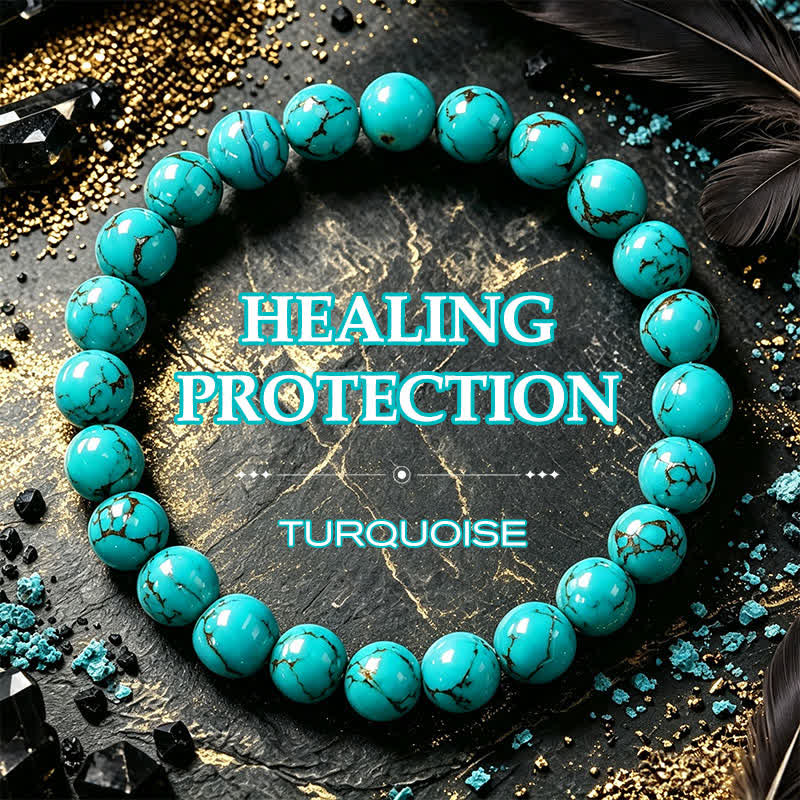 Buddha Stones Pulsera protectora de cuentas turquesas - Turquesa (Purificación ♥ Serenidad) - image 0