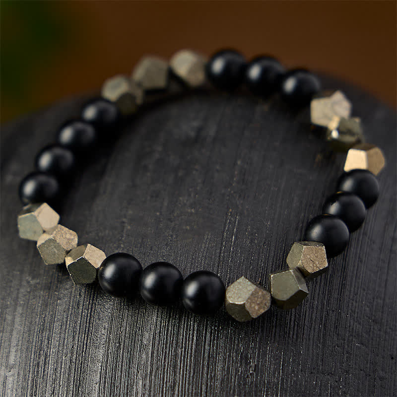 Buddha Stones Pulsera vintage de cuentas facetadas de pirita - image 2
