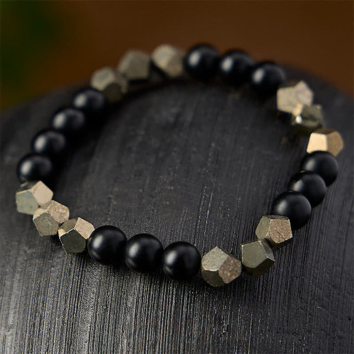 Buddha Stones Pulsera vintage de cuentas facetadas de pirita - image 2